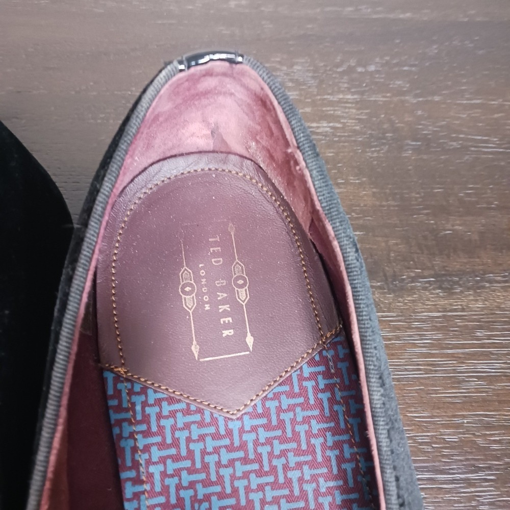 Ted Baker Velvet Tassel Loafers Mens 11 Black Formal Smoking Dress Shoes - Picture 10 of 10